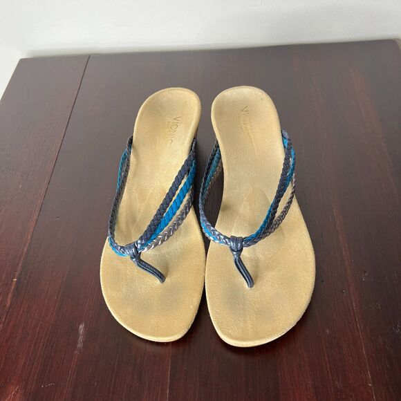 Vionic RAMBA Wedge Heel Metallic Braid Sandals Sz 11 Orthaheel Arch Support - Picture 3 of 8